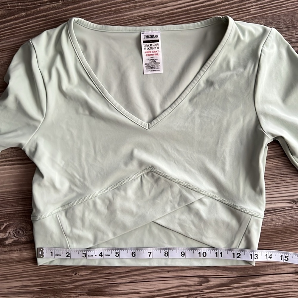 Gymshark Crossover Long Sleeve Crop Top Mist Green - Picture 7 of 9